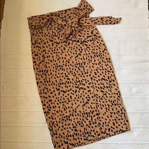 Cheetah Print Wrap Midi Skirt